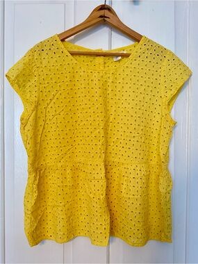 C&C California Bright Yellow Eyelet Top